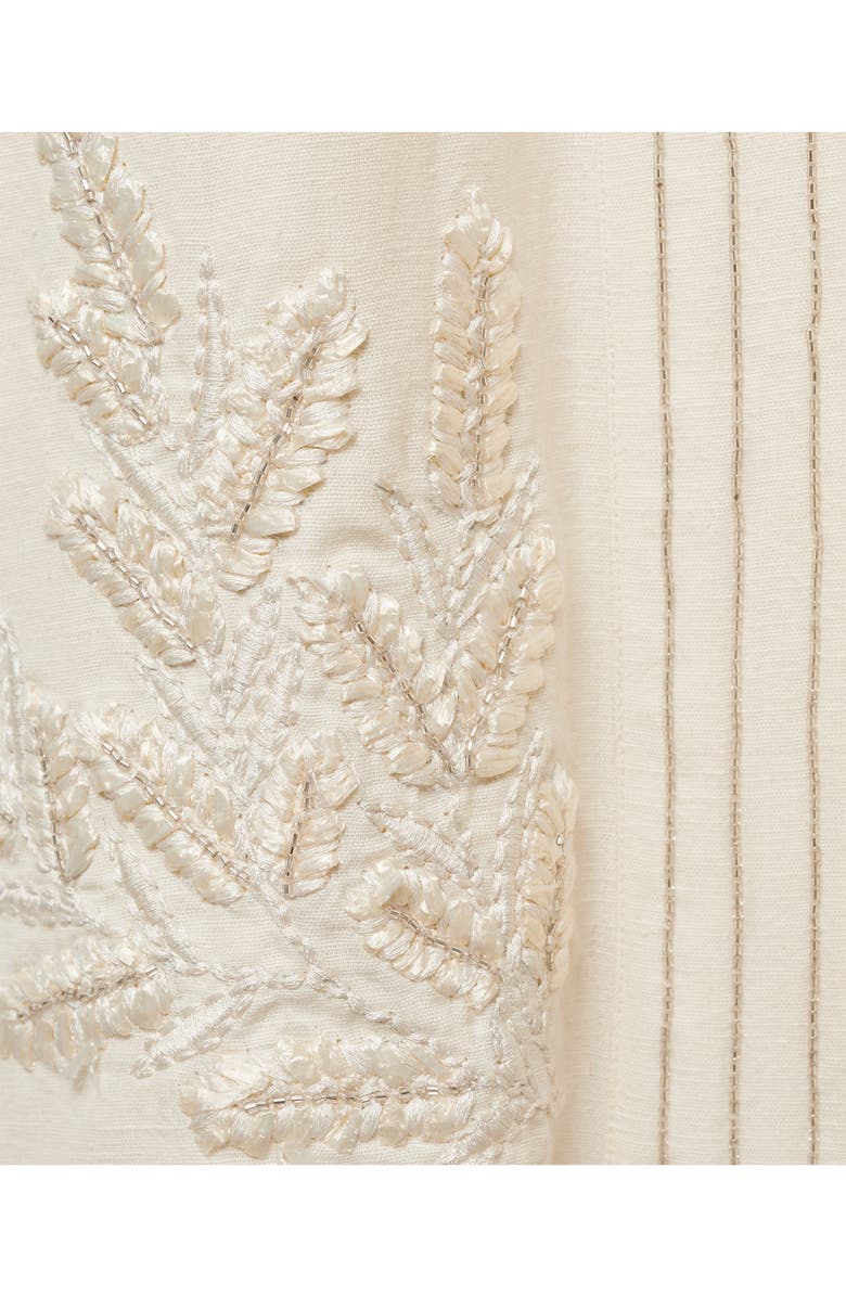 MANGO Embroidered Longline Cotton & Linen Jacket, Alternate, color, 