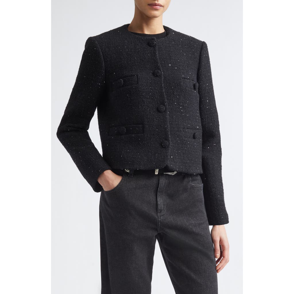 Eleventy Collarless Wool Blend Jacket In 22 Black