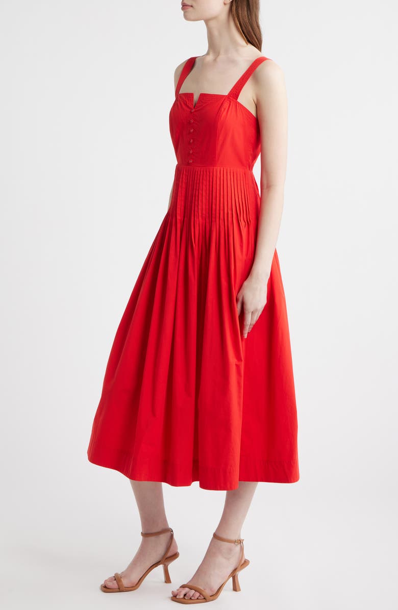 MOON RIVER Pintuck Pleat Sleeveless Midi Dress, Alternate, color, Red