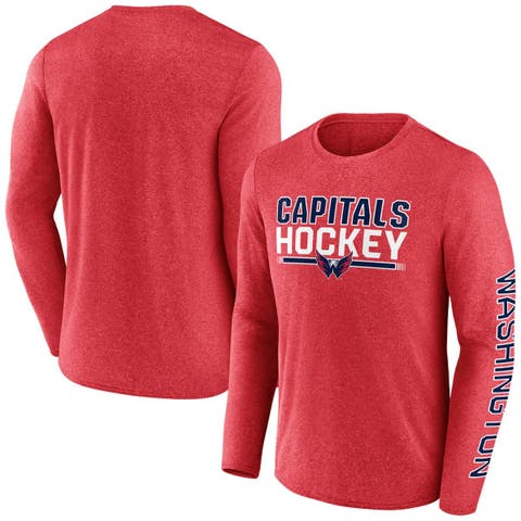 Men's Fanatics Heather Red Washington Capitals Sweep Iconic Synthetic Long Sleeve T-Shirt