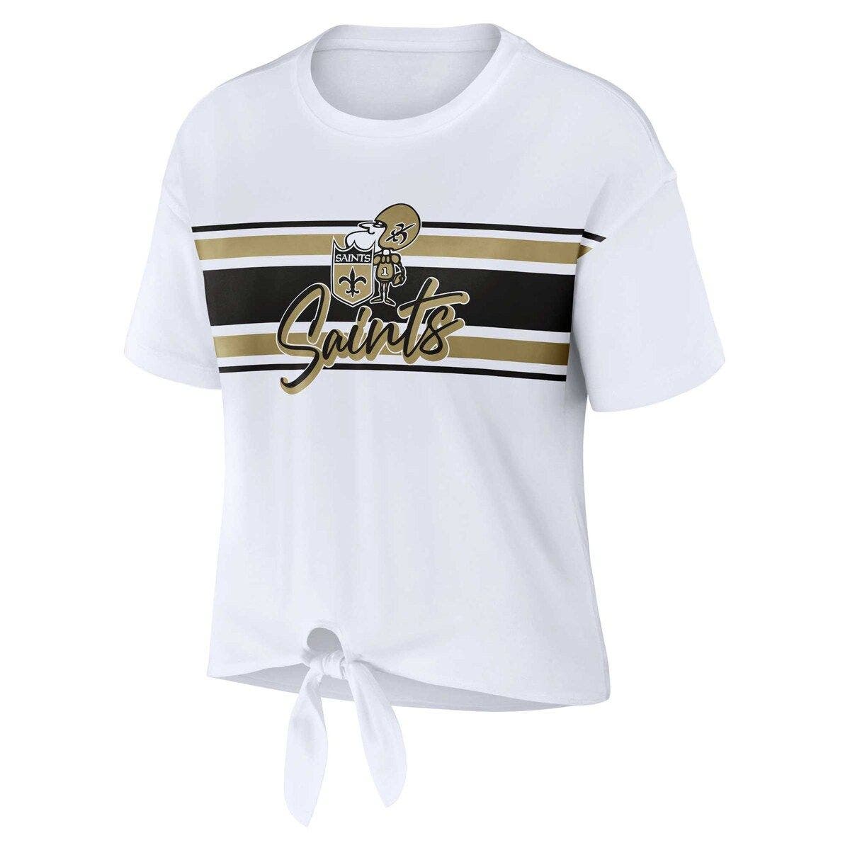 Women's WEAR by Erin Andrews White New Orleans Saints Front Tie Retro T-Shirt - image 2