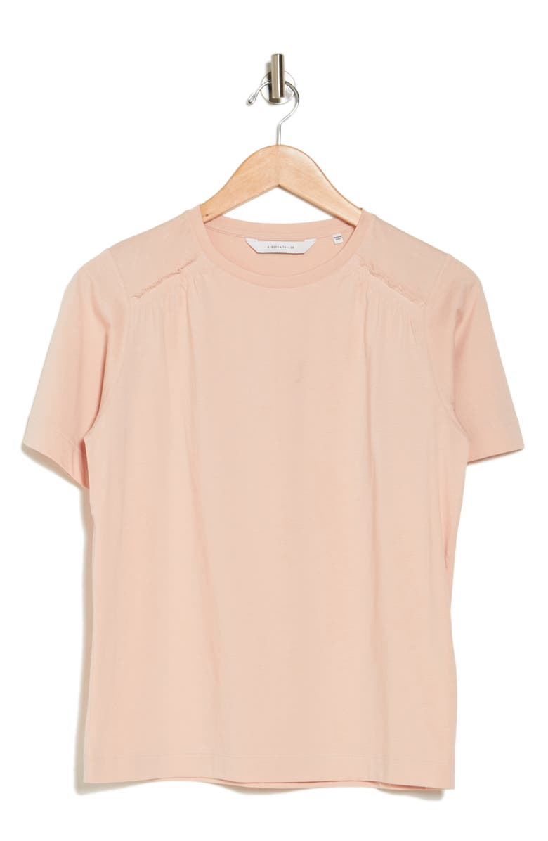 Rebecca Taylor Shirred Cotton T-Shirt, Alternate, color, 