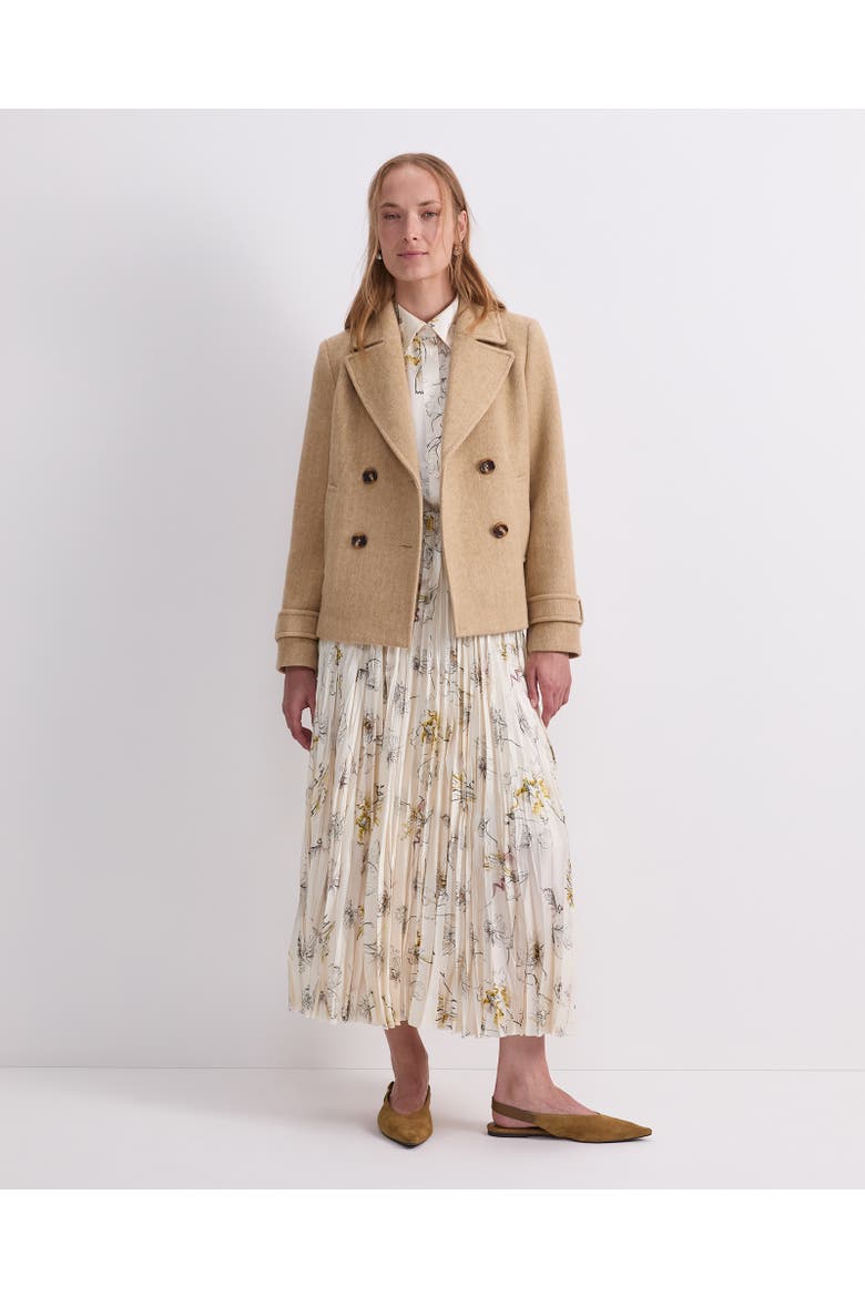 Wool-Blend Pea Coat, Main, color, Tan