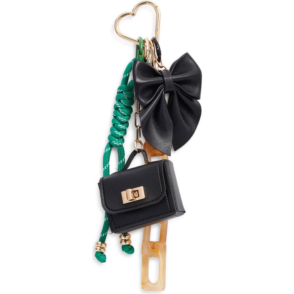 Chelsea28 Bow Faux Leather Bag Charm In Black