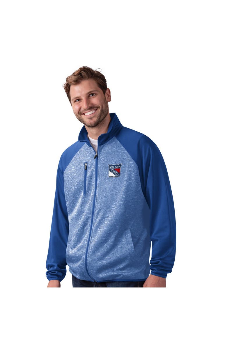 G-III SPORTS BY CARL BANKS Men's G-III Sports by Carl Banks Blue New York Rangers Runners Raglan Full-Zip Track Jacket, Main, color, 