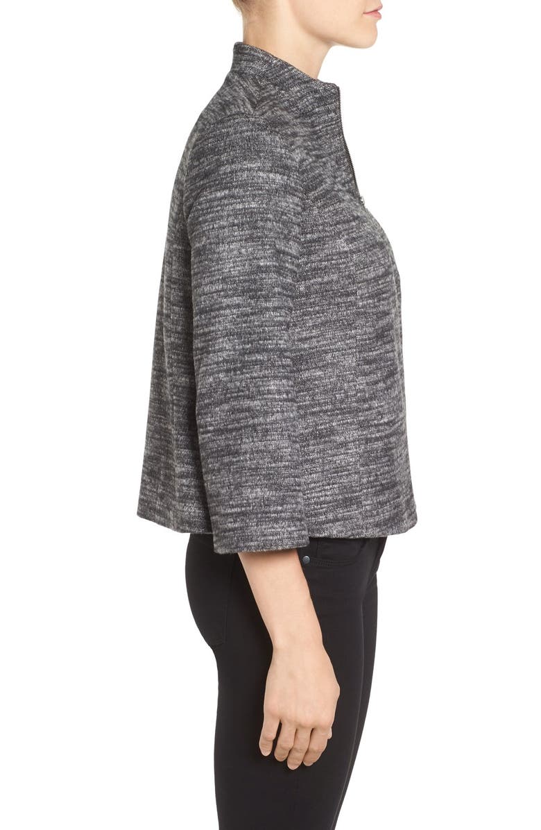 Emerson Rose Funnel Neck Zip Front Jacket, Alternate, color, Grey Tempest Weave