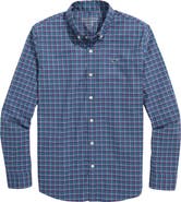 vineyard vines Kids' Wauwinet Tattersall Check Performance Cotton Blend Button-Down Shirt