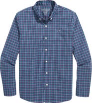 vineyard vines Kids' Wauwinet Tattersall Check Performance Cotton Blend Button-Down Shirt