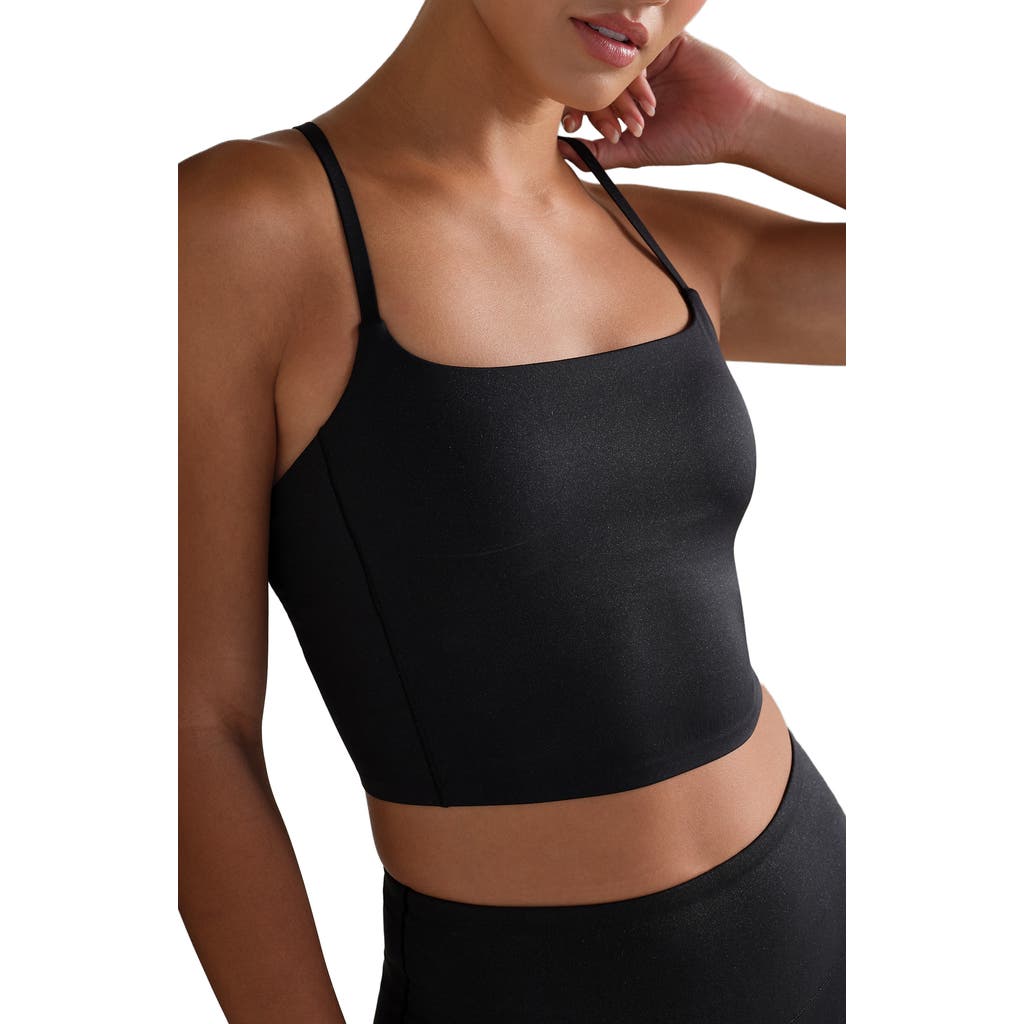 Rhone Shimmer Longline Bra In Black