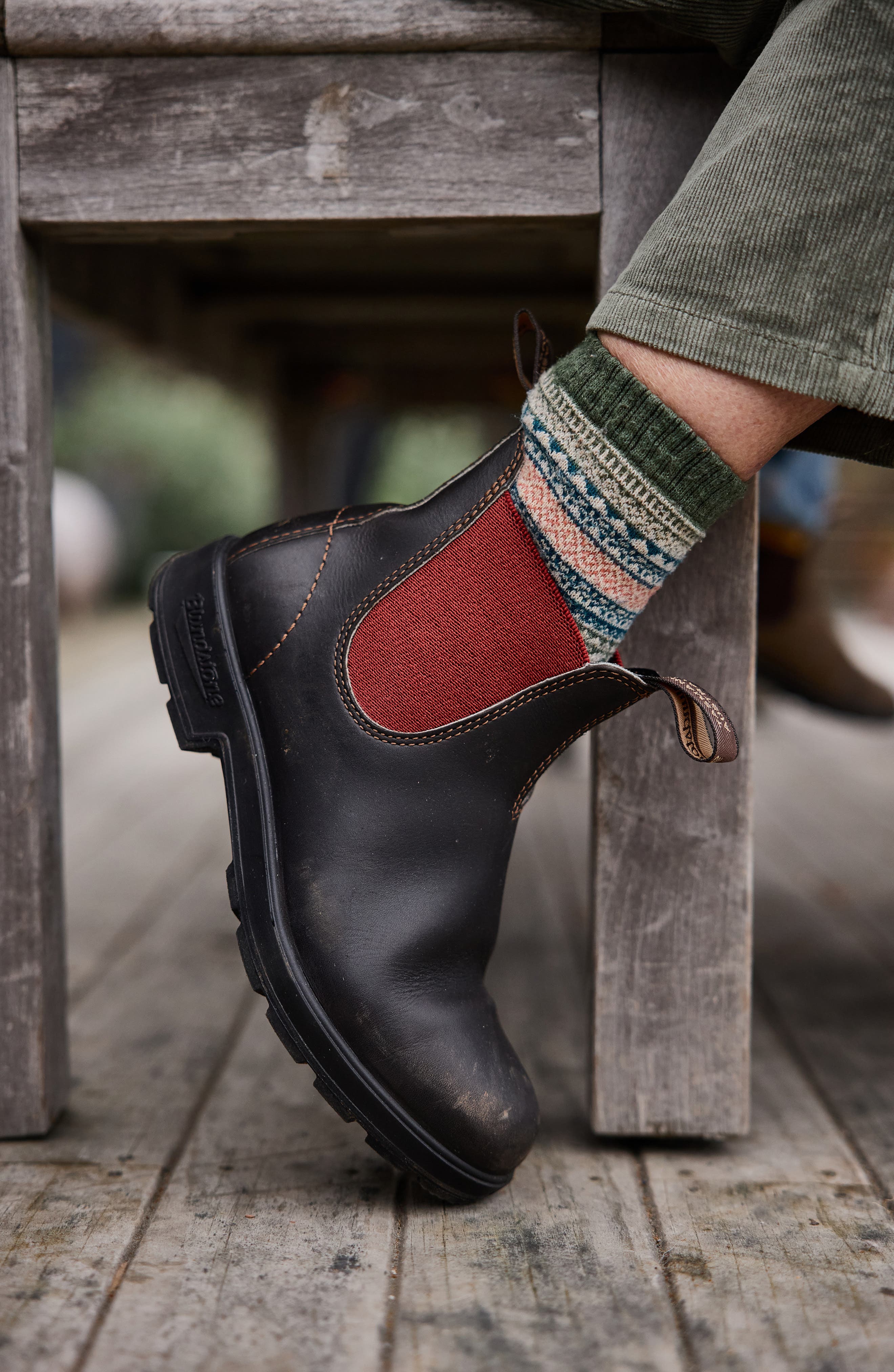 Gender Inclusive Black Chelsea Boot, Alternate, color, BROWN/ CRIMSON