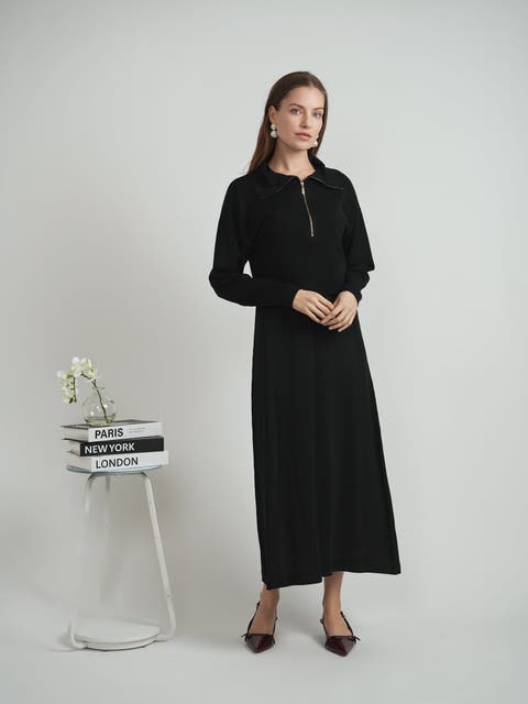 Cropped Dolman Zip Front Knit Sweater
