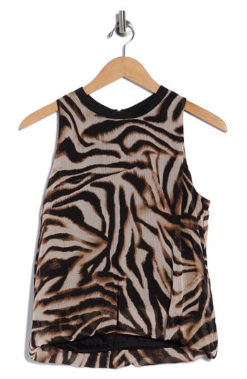 Dkny Bubble Hem Sleeveless Chiffon Top In Multi