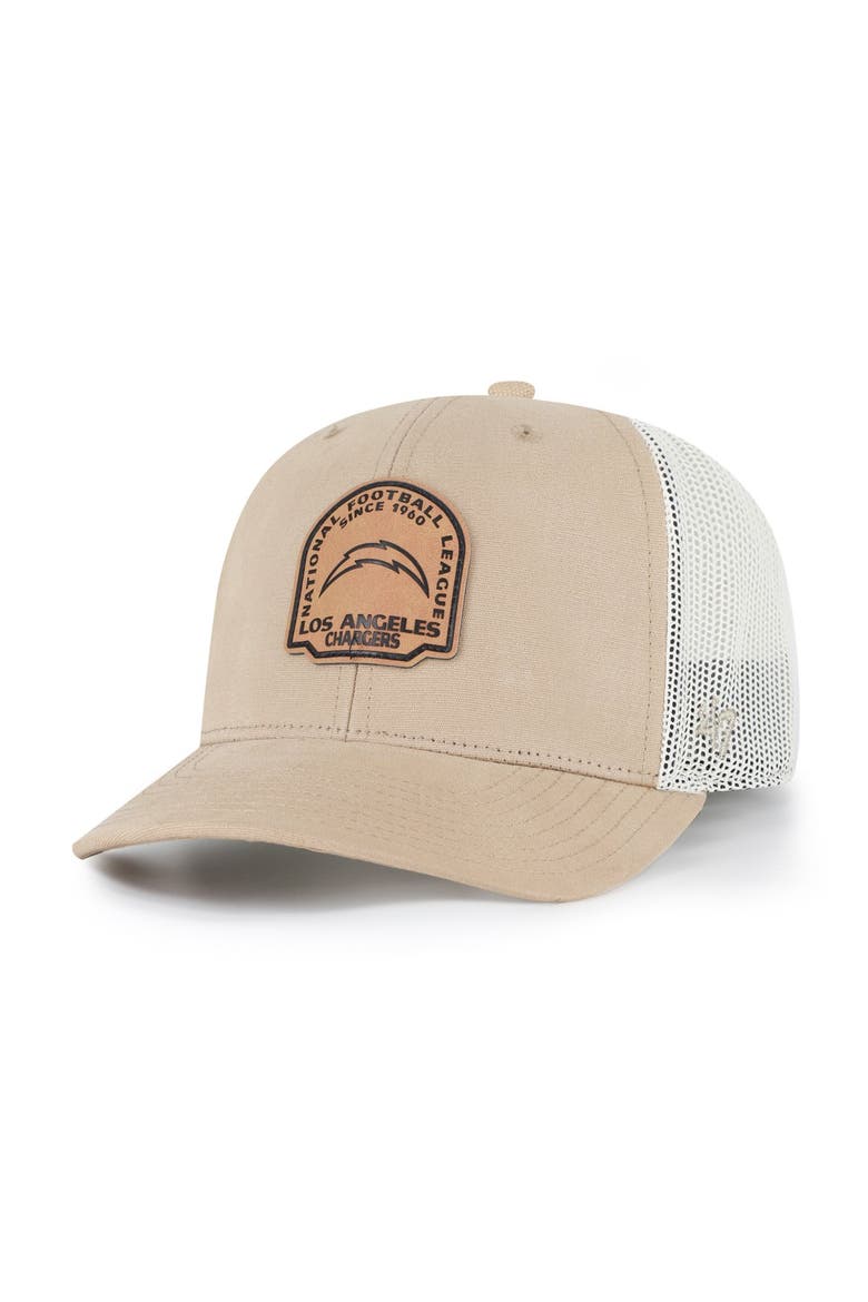 Men's '47 Khaki Los Angeles Chargers Bonehide Trucker Adjustable Hat, Main, color, Khaki