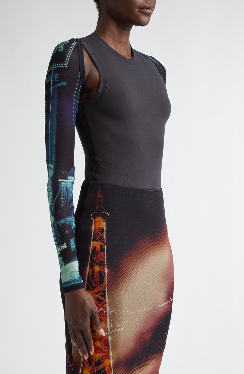 Jean Paul Gaultier Pigalle Print Mesh Shrug, Alternate, color, 