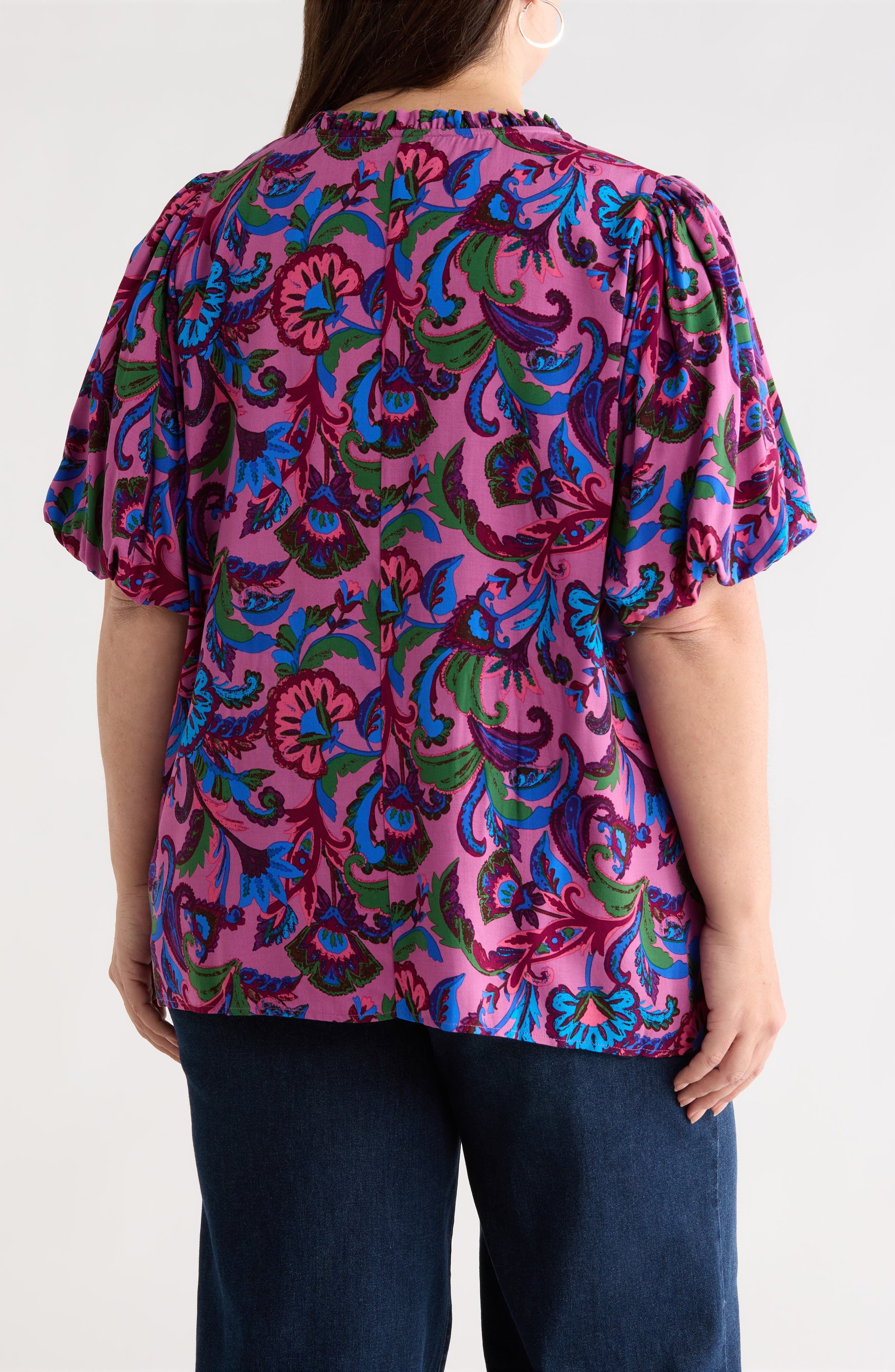 Valier Floral Print Puff Sleeve Top - image 2