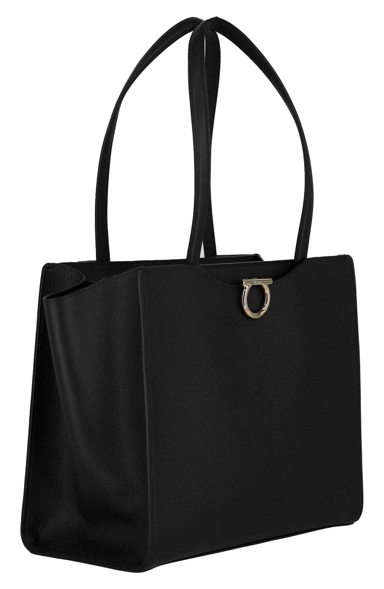 FERRAGAMO Gemini Pebbled Leather Tote, Alternate, color, 