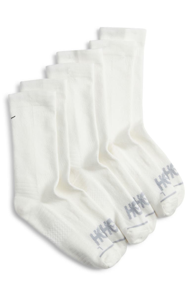 HOKA Run Assorted 3-Pack Crew Socks, Main, color, White / White / White