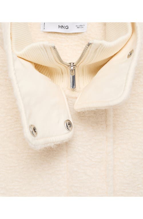 Mango High Neck Textured Utility Jacket In White