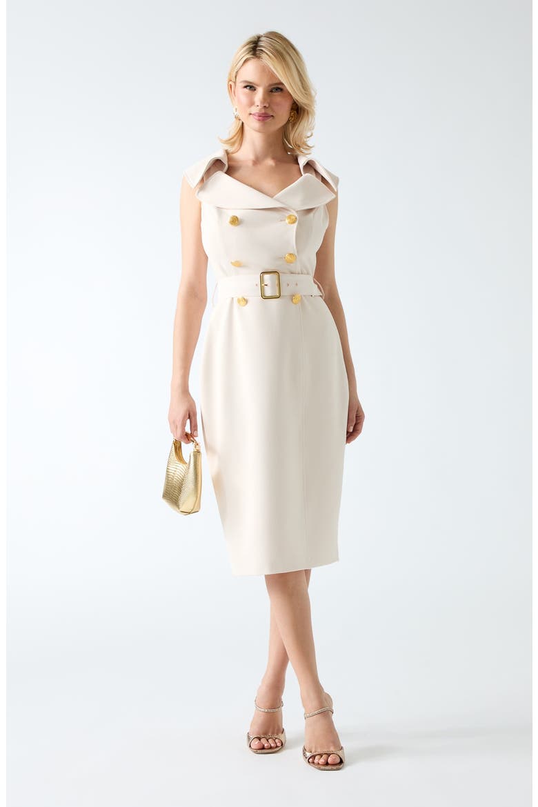 Jasmine Belted Sleeveless Blazer Dress, Alternate, color, IVORY/ RUST