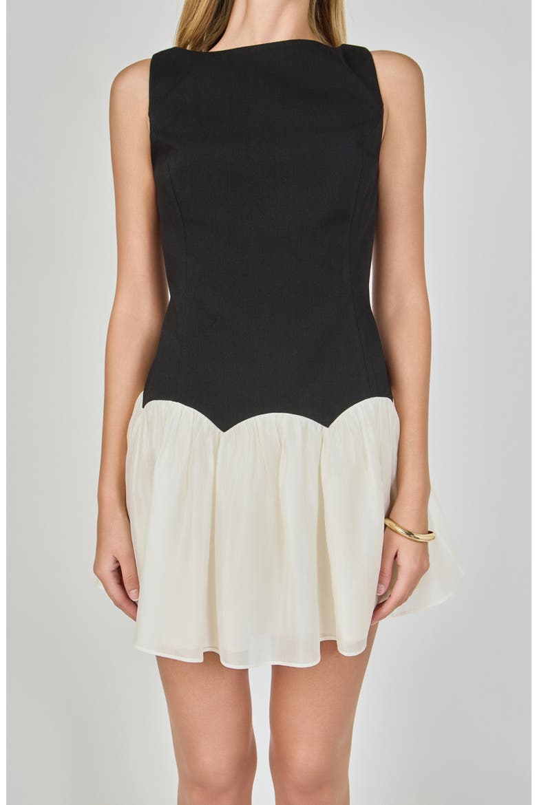 Boat Neck Minidress, Alternate, color, BLACK/CREAM