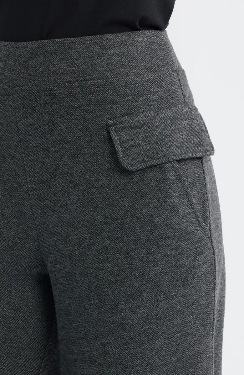Hue Herringbone Wide Leg Pull-On Pants, Alternate, color, Grey
