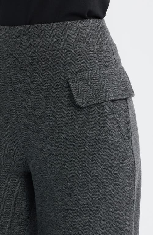 Hue Herringbone Wide Leg Pull-on Pants In Gray