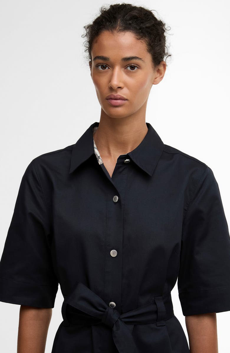 Barbour Sloane Tie Waist Midi Shirtdress, Alternate, color, Dark Navy