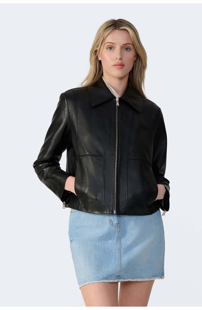 FURNIQ UK LLC Daisy Leather Jacket, Alternate, color, Black