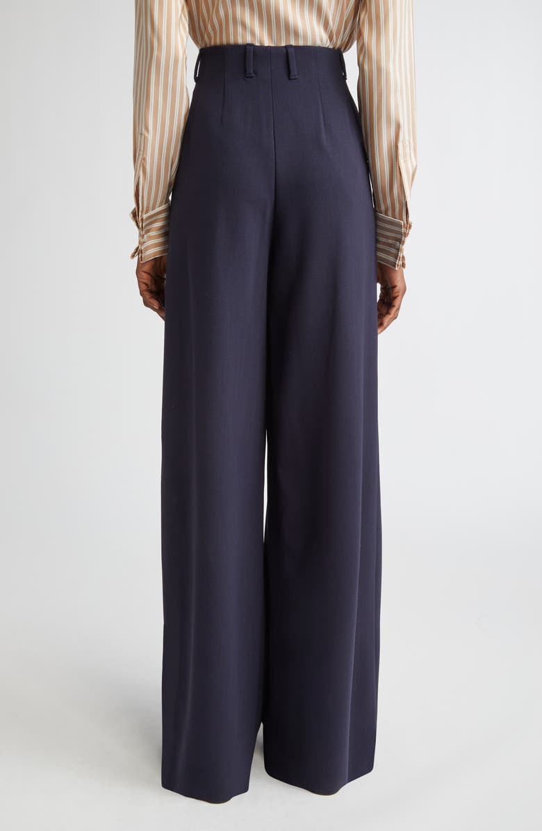 Lafayette 148 New York Warren Inverted Pleat Stretch Wool Wide Leg Pants, Alternate, color, Ink