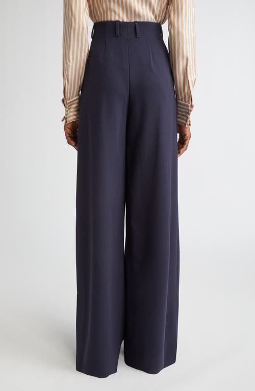 Lafayette 148 New York Warren Inverted Pleat Stretch Wool Wide Leg Pants In Blue