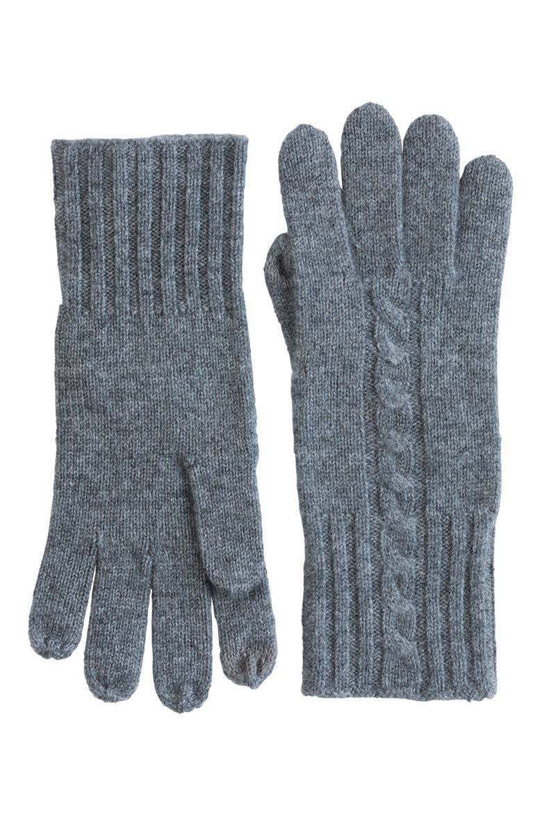Cashmere Cable Knit Gloves, Main, color, GREY