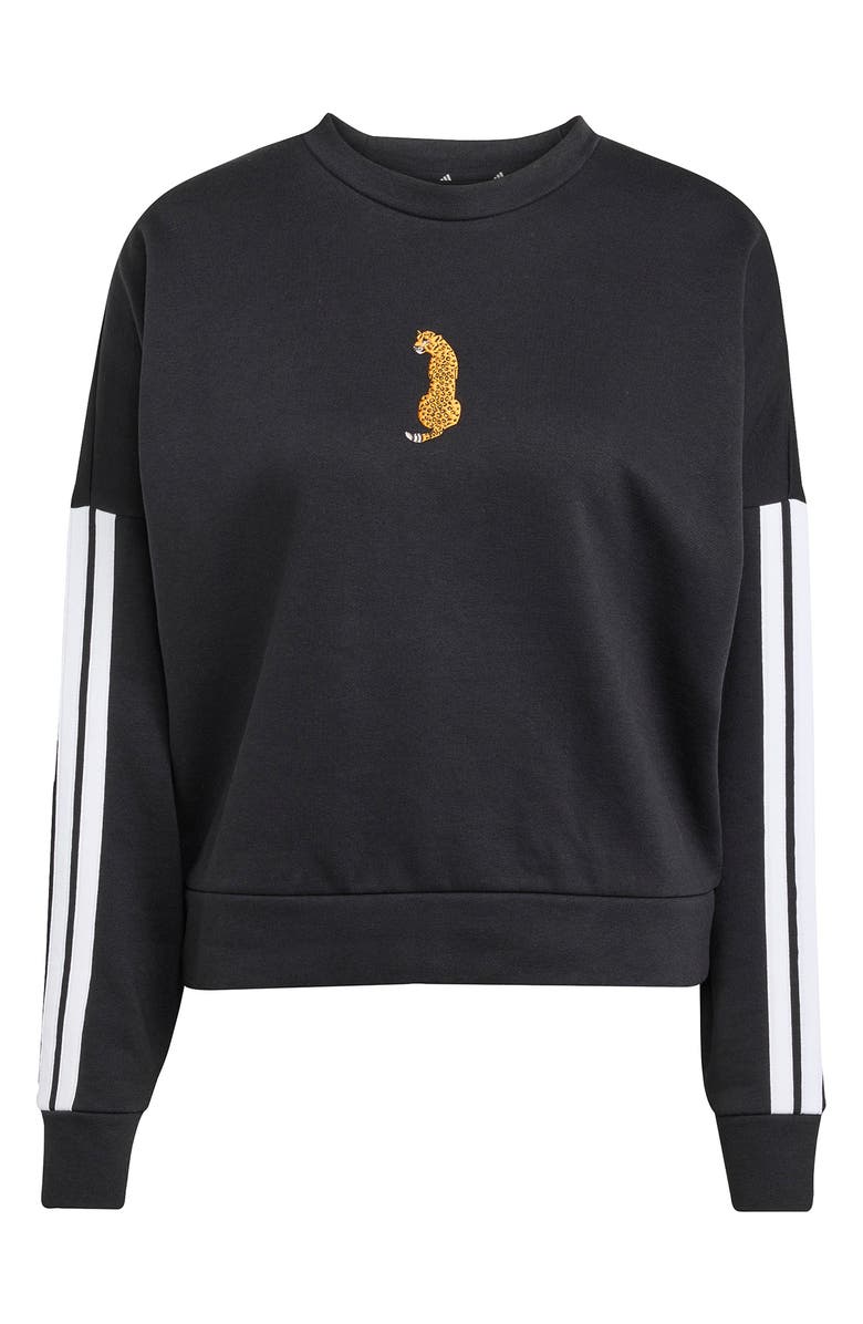 adidas Leopard Embroidered Sweatshirt, Alternate, color, 