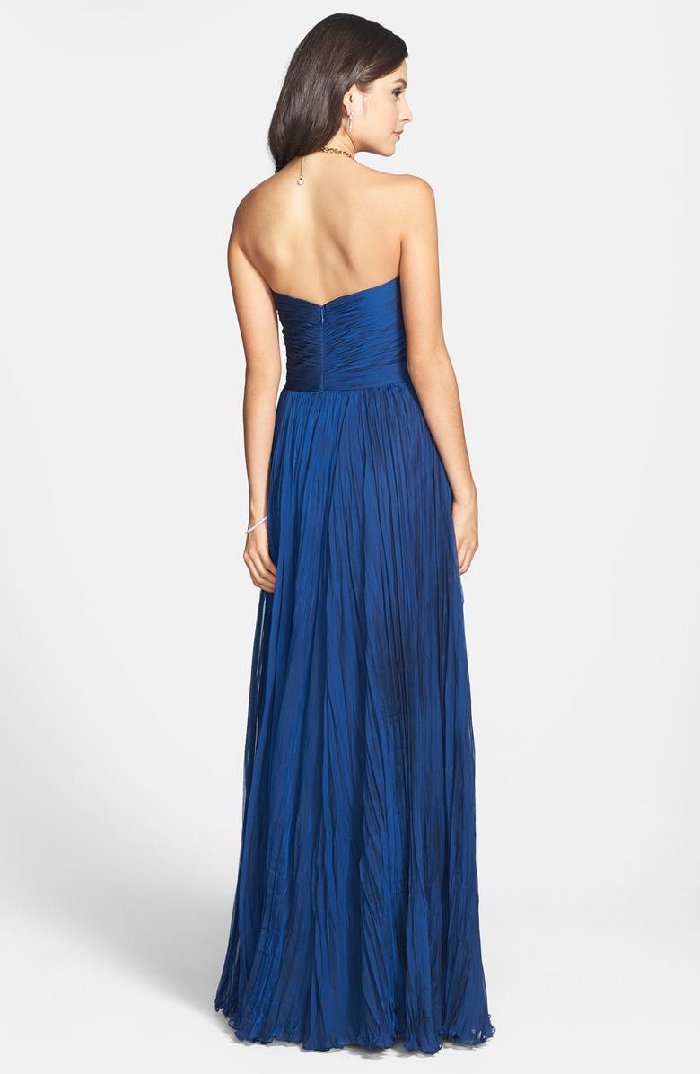 La Femme Strapless Sweetheart Chiffon Gown, Alternate, color, 