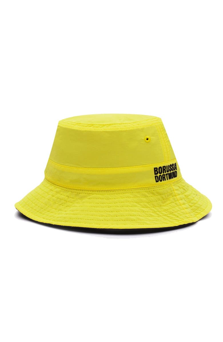 FAN INK Men's Black/Yellow Borussia Dortmund Terrain Reversible Adjustable Bucket Hat, Alternate, color, 