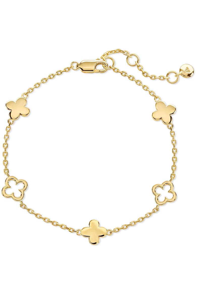 Clover Five-Charm Chain Bracelet in Gold Plated Sterling Silver, Main, color, Yellow Gold