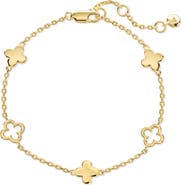 DEVATA Clover Five-Charm Chain Bracelet in Gold Plated Sterling Silver