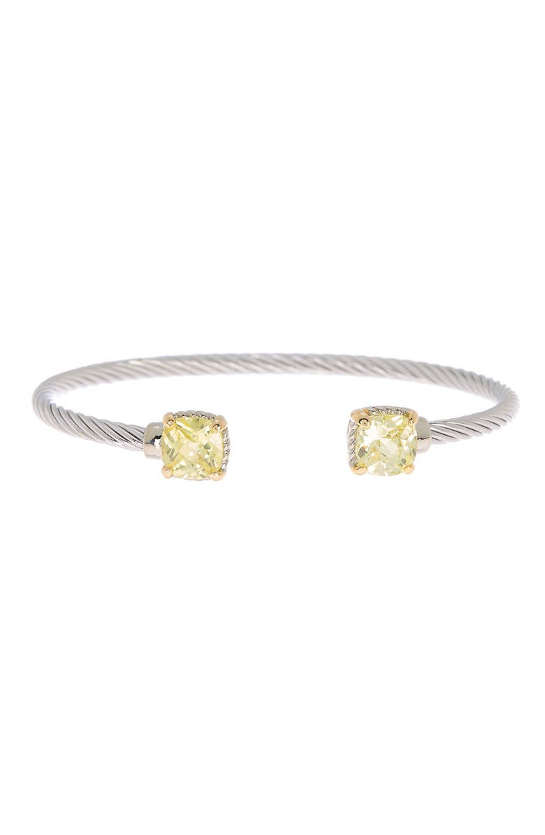 Juvell Twisted Cable Green Peridot Cuff Bracelet, Main, color, 