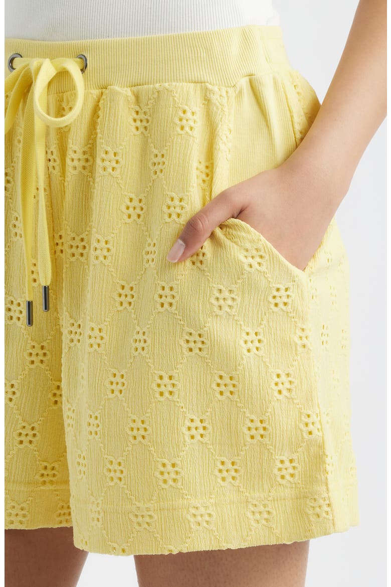 Eyelet Drawstring Shorts, Alternate, color, SUNSHINE