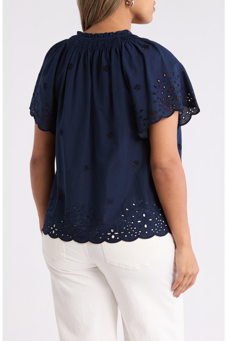 Cotton Eyelet Top, Alternate, color, NAVY STILL