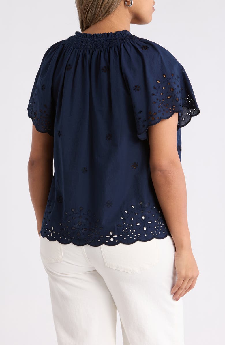 Caslon<sup>®</sup> Cotton Eyelet Top, Alternate, color, Navy Still