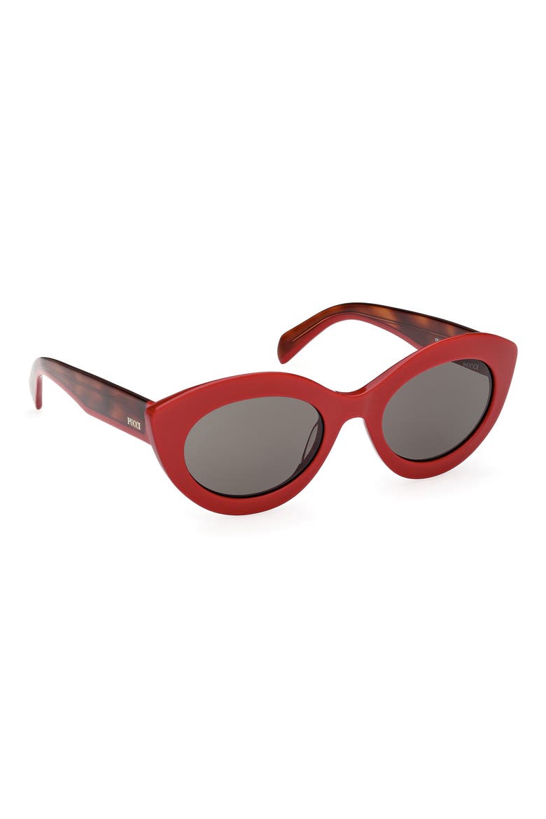 53mm Cat Eye Sunglasses, Alternate, color, SHINY RED / SMOKE
