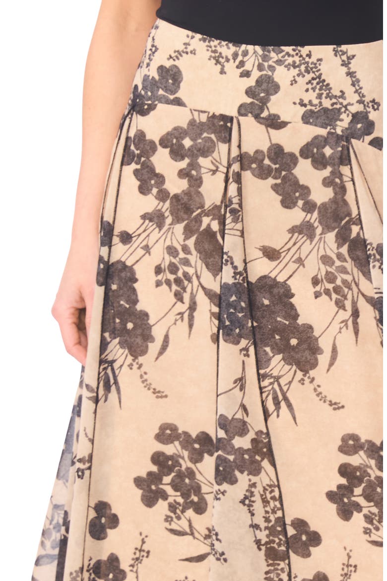 Floral Godet Maxi Skirt, Alternate, color, HUMMUS