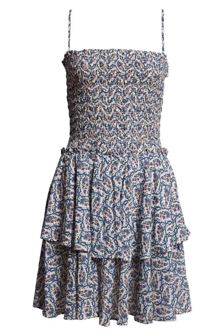 Anka Floral Tiered Ruffle Cotton Sundress, Alternate, color, ECRU