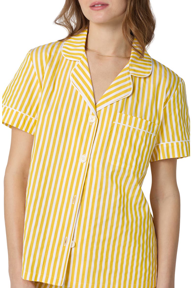 Stripe Organic Cotton Dobby Short Pajamas, Alternate, color, YELLOW 3D STRIPE