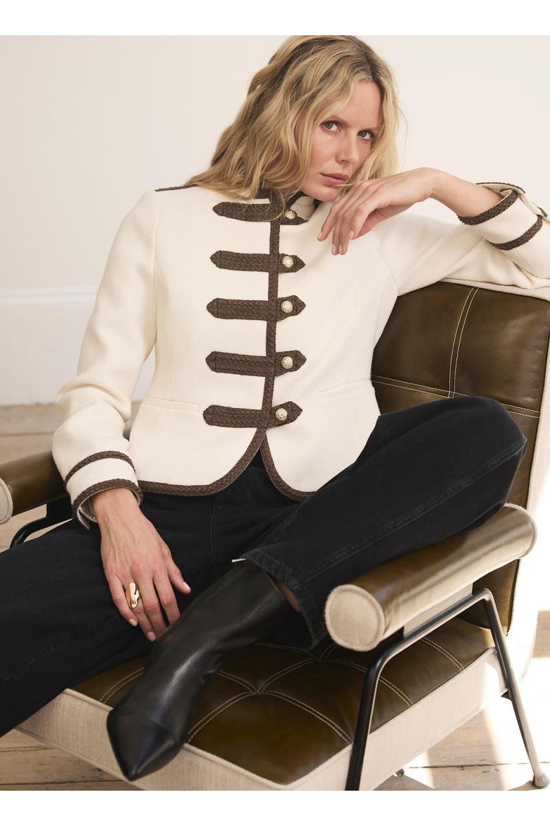 Contrast Military Jacket, Alternate, color, Ivory