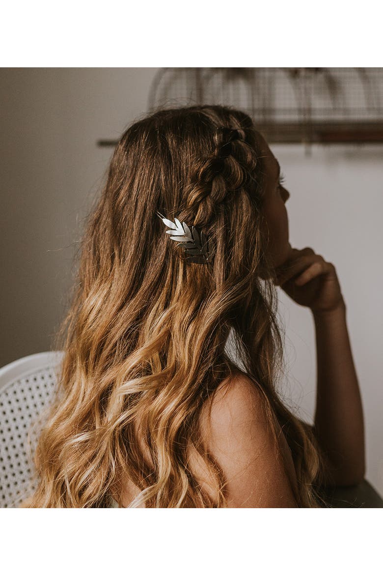 Kavya Barrette Hair Clip, Alternate, color, Silver Fern