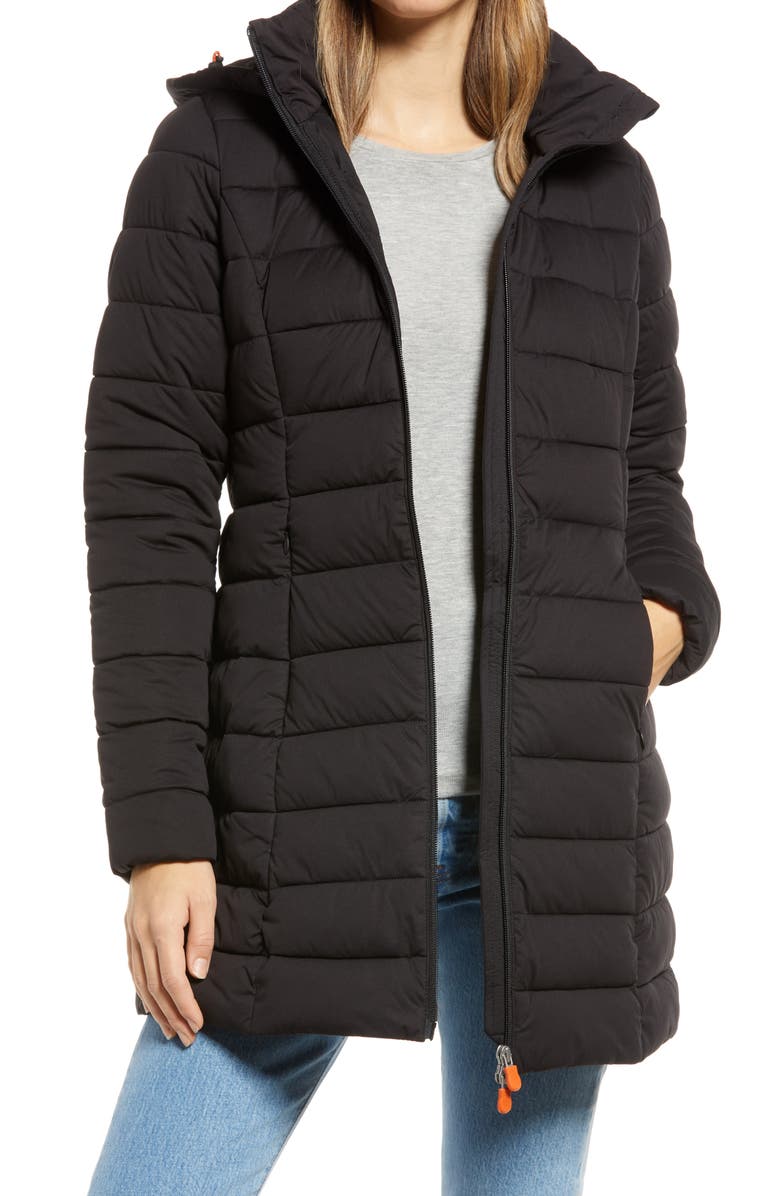 Save The Duck Emilia Recycled Coat with Detachable Hood, Main, color, 