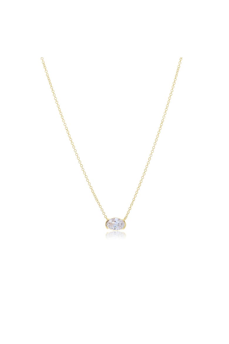 Lab Grown Diamond Oval Half Bezel Necklace, Main, color, 14K Yellow Gold