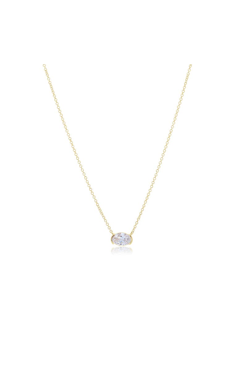 The Lovery Fine Jewelry Lab Grown Diamond Oval Half Bezel Necklace, Main, color, 14K Yellow Gold