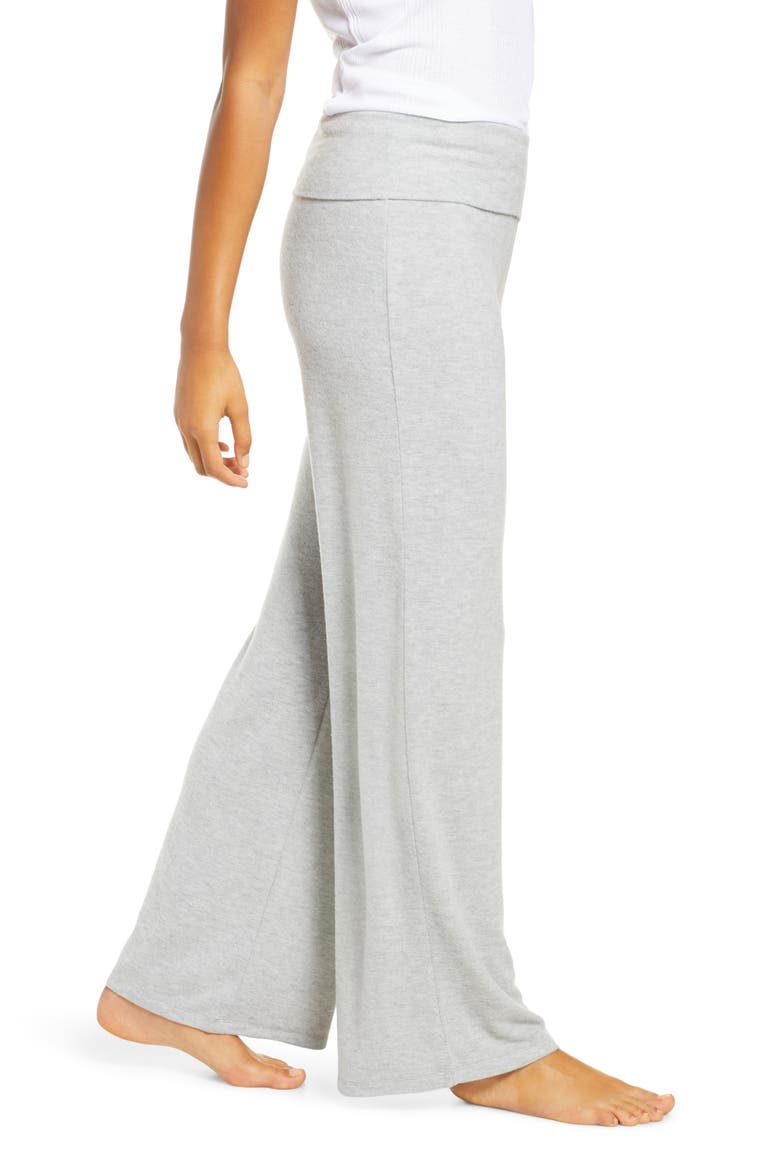 Foldover Wide Leg Lounge Pants, Alternate, color, GREY